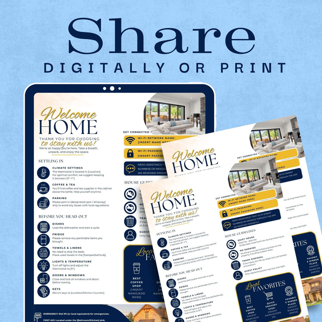 Airbnb Welcome Guide Template | Editable Canva Guest Welcome Book | Digital Download