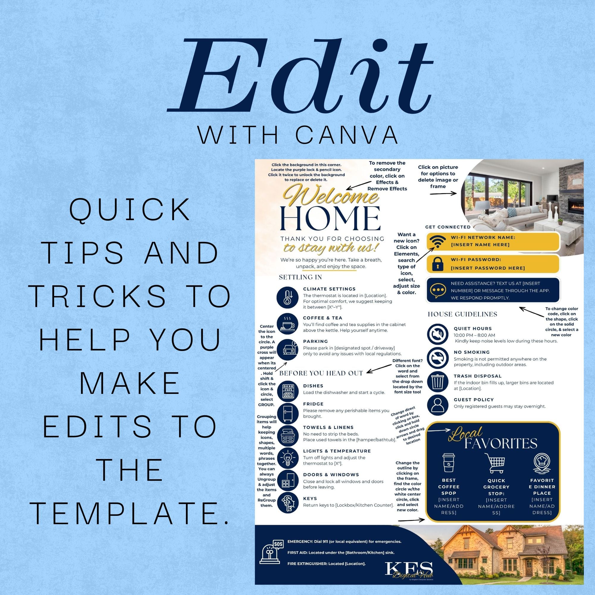 Airbnb Welcome Guide Template | Editable Canva Guest Welcome Book | Digital Download
