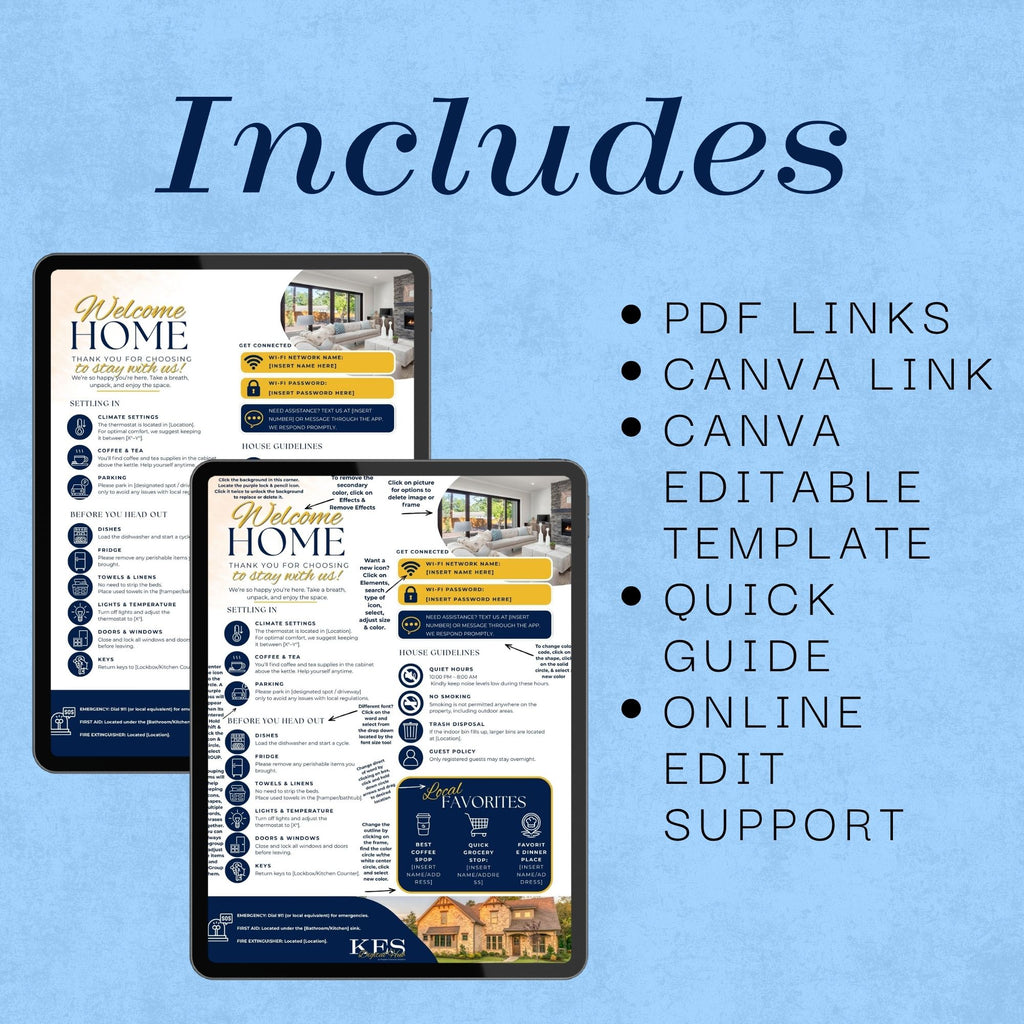 Airbnb Welcome Guide Template | Editable Canva Guest Welcome Book | Digital Download