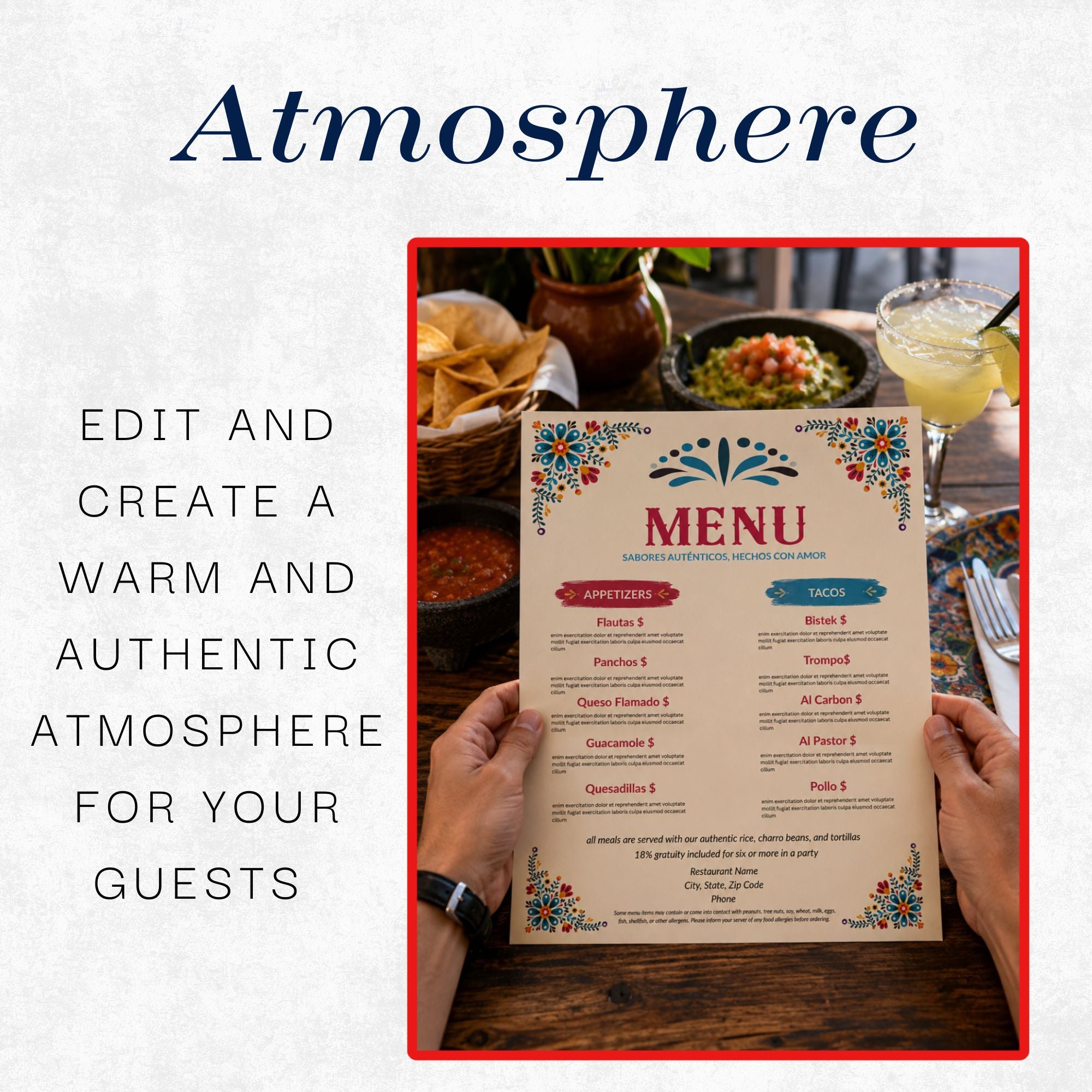 Editable Mexican Restaurant Menu Canva Template (Instant Download)
