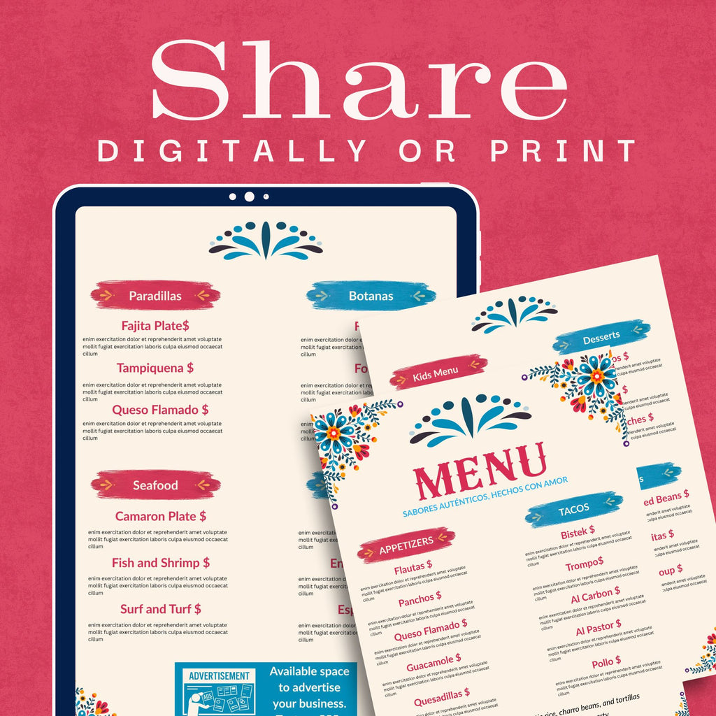 Editable Mexican Restaurant Menu Canva Template (Instant Download)