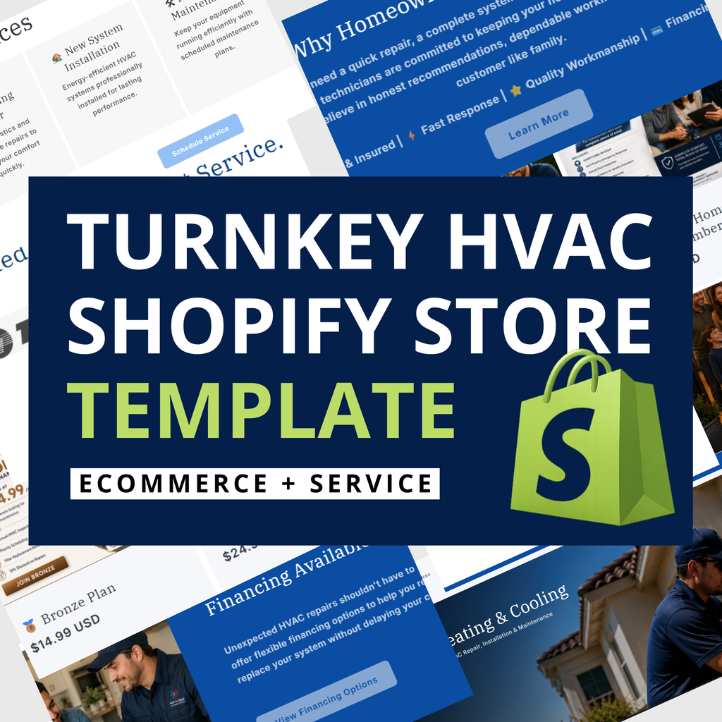 Turnkey HVAC Shopify Website & Online Store — Pre-Built, Ready to Transfer