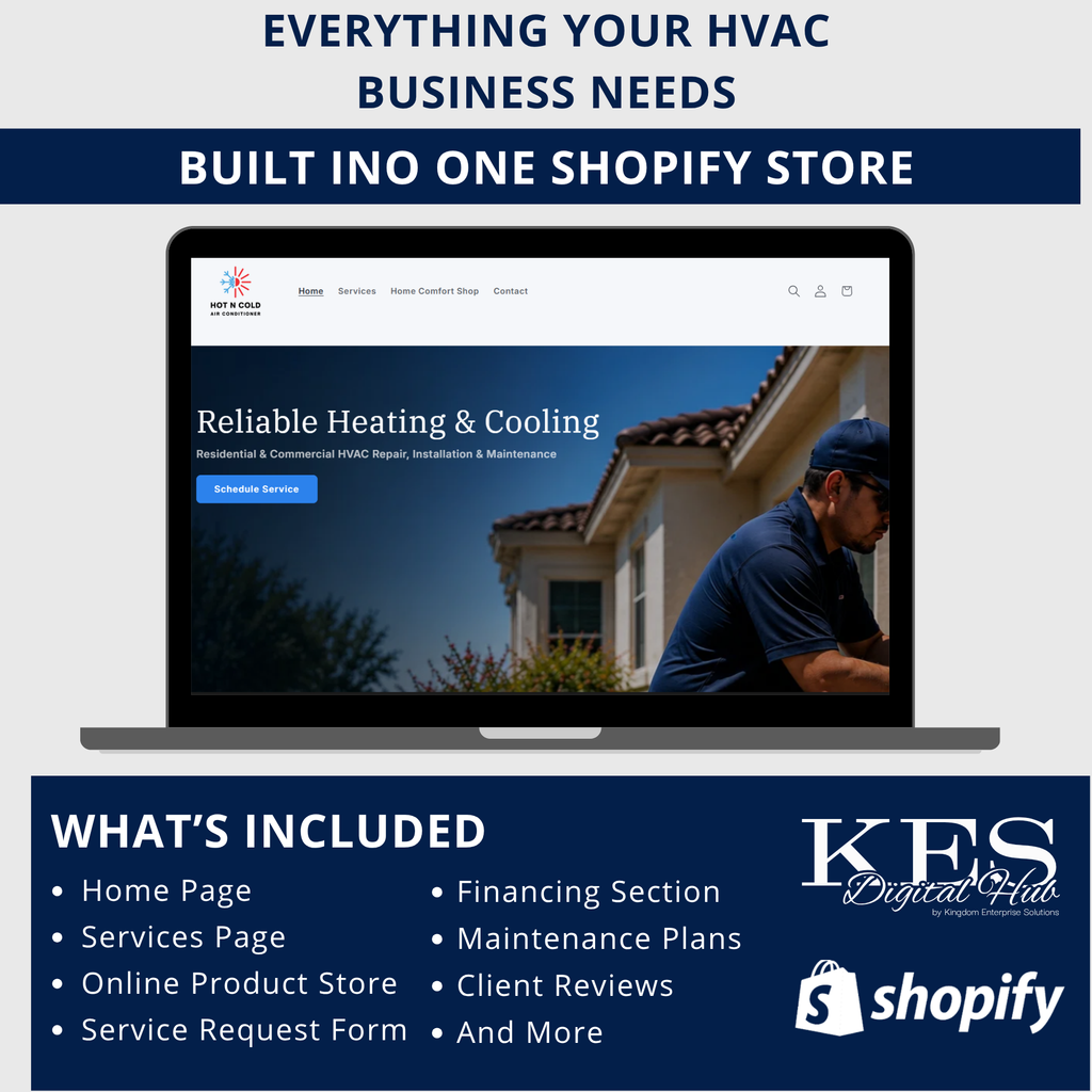Turnkey HVAC Shopify Website & Online Store — Pre-Built, Ready to Transfer