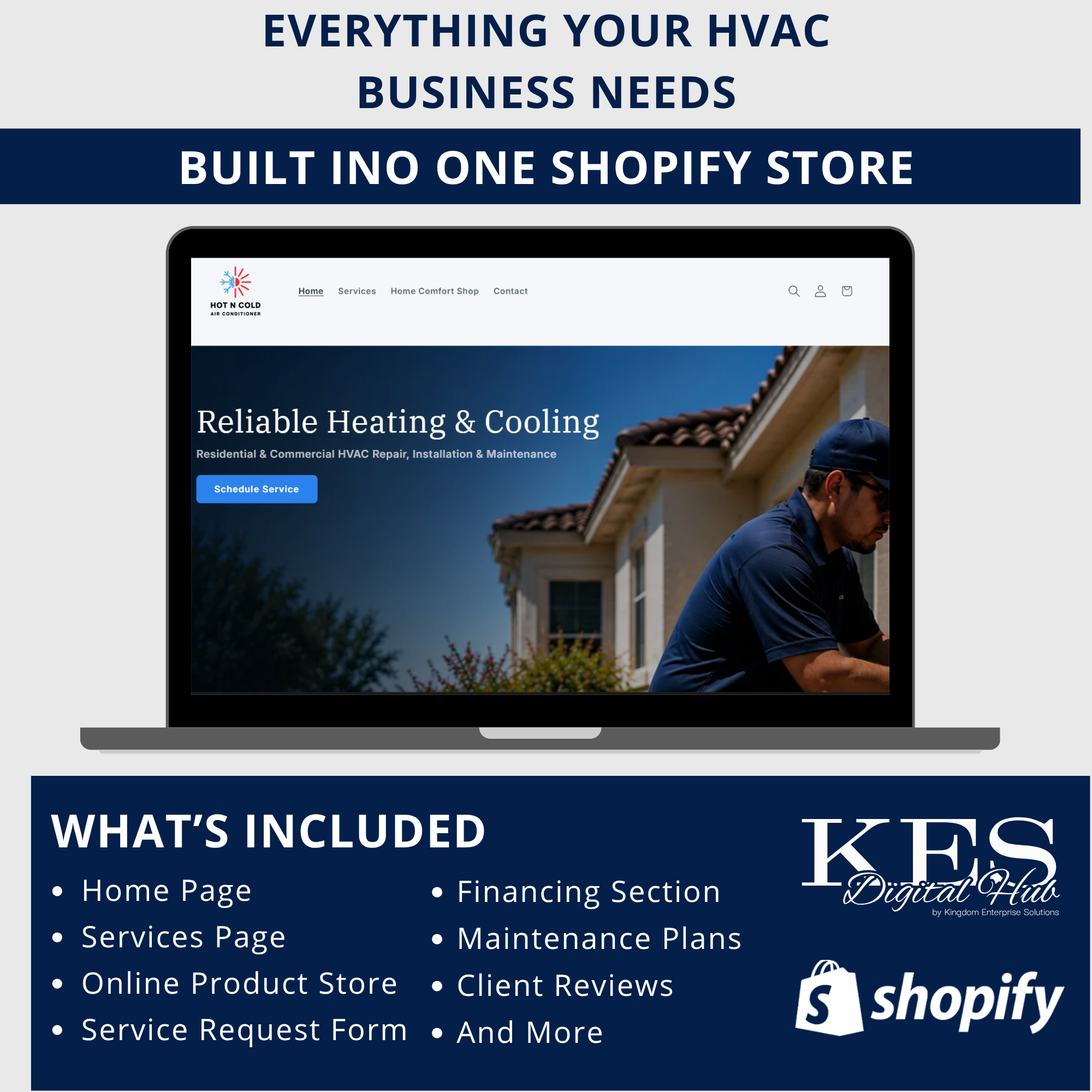 Turnkey HVAC Shopify Website & Online Store — Pre-Built, Ready to Transfer