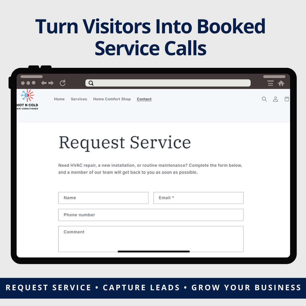 Turnkey HVAC Shopify Website & Online Store — Pre-Built, Ready to Transfer