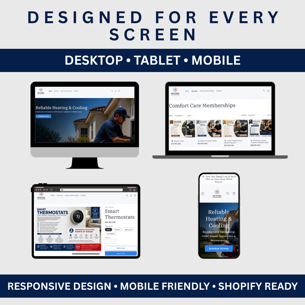 Turnkey HVAC Shopify Website & Online Store — Pre-Built, Ready to Transfer