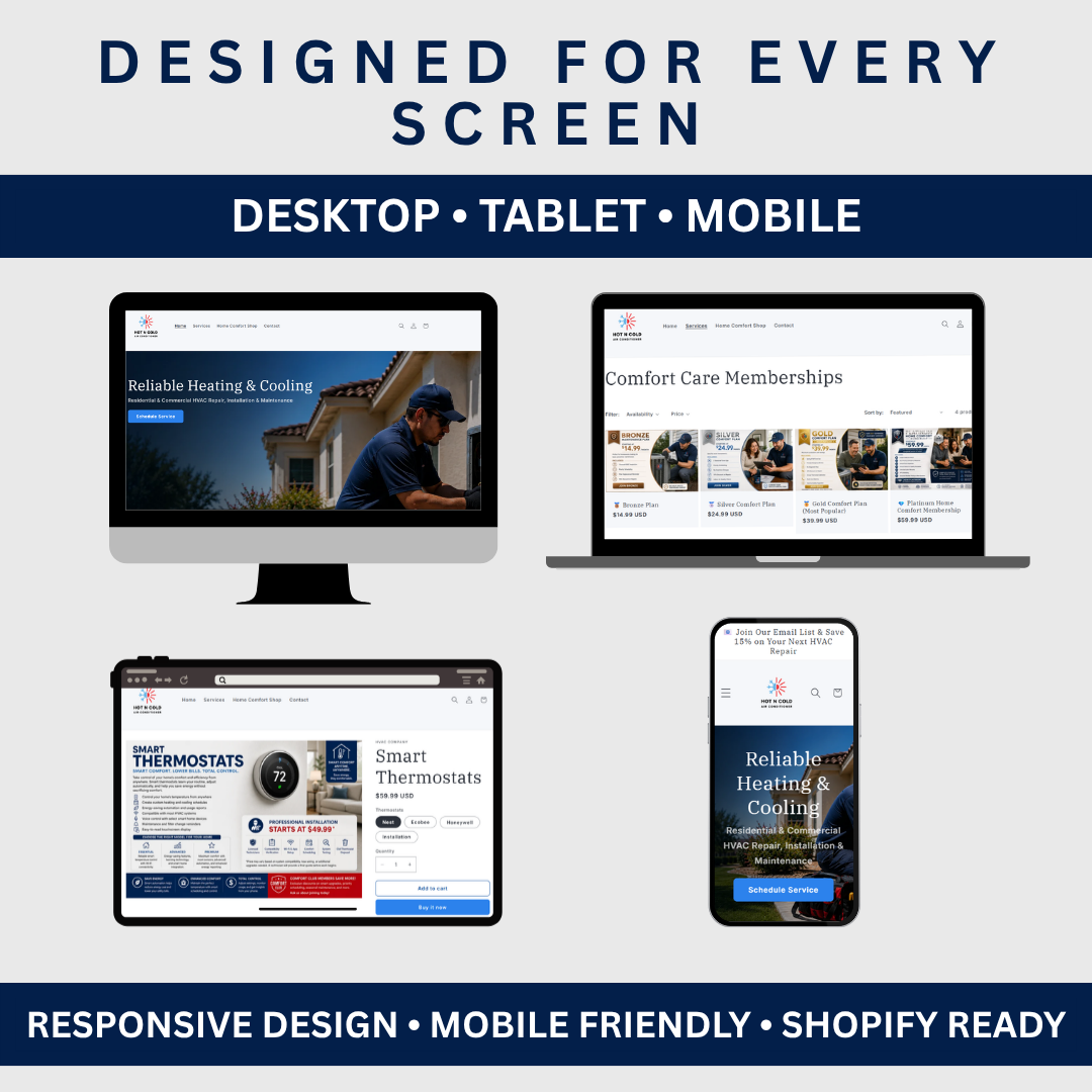 Turnkey HVAC Shopify Website & Online Store — Pre-Built, Ready to Transfer